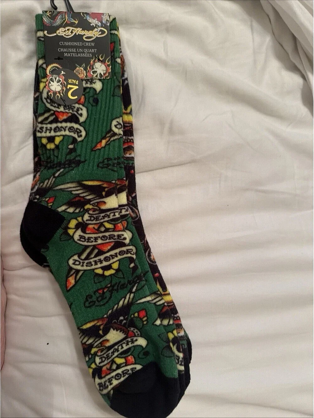 Ed Hardy Cushioned Crew Socks 2 Pair
